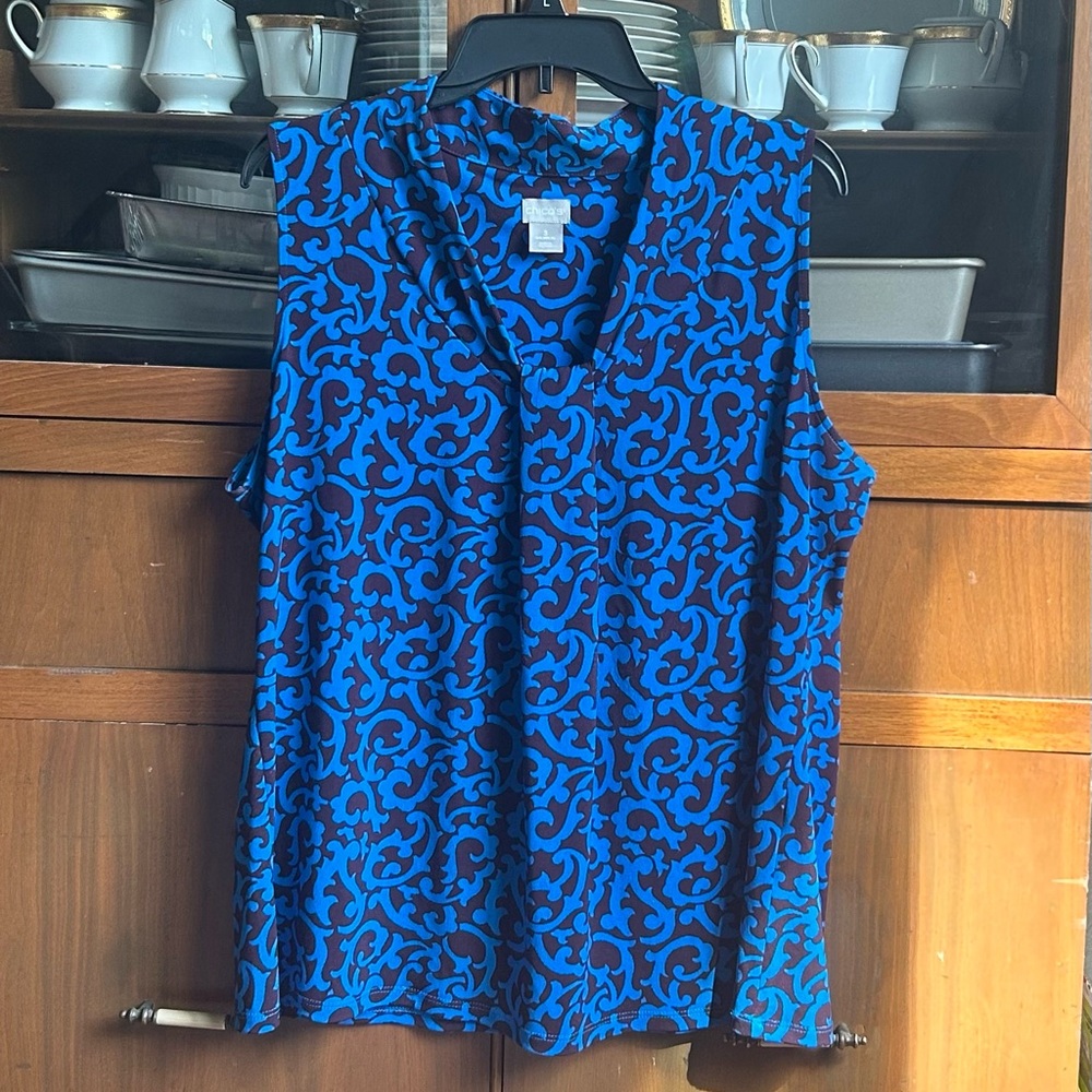 Flowy sleeveless Chico’s print top size 3 XL